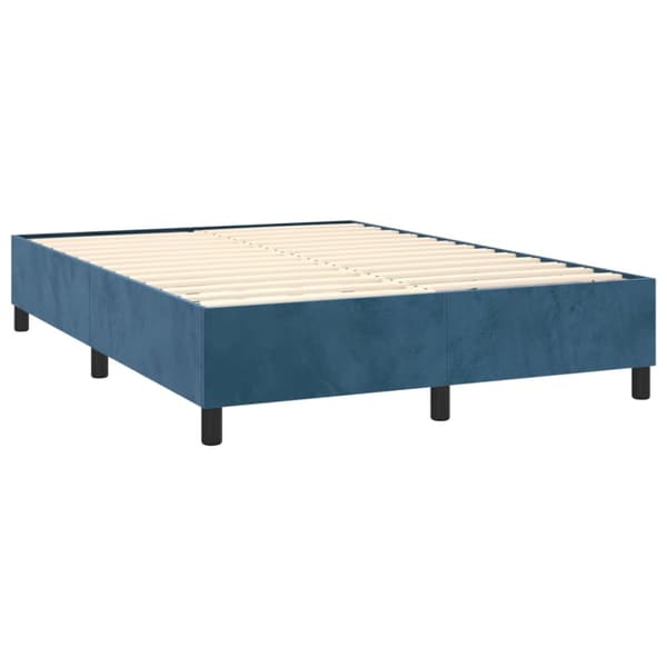 Ramsäng med madrass & LED mörkblå 140x190 cm sammet