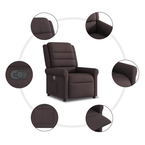 Reclinerfåtölj mörkbrun tyg