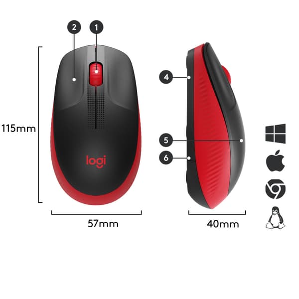 Logitech M190 datormöss Ambidextrous RF Trådlös Optisk 1000 DPI