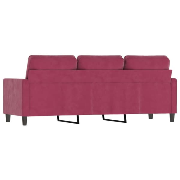 3-sitssoffa vinröd 180 cm sammet