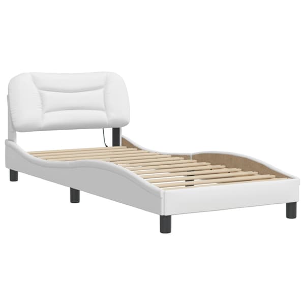 Bed Frame with LED without Mattress "Hvar" White 80x200 cm