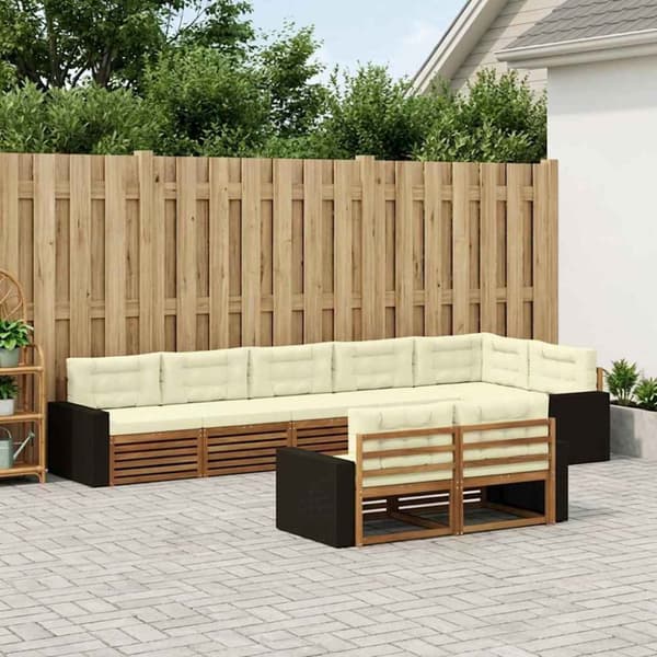 Utomhussoffset med kudde 8 pcs Naturlig och Grädde