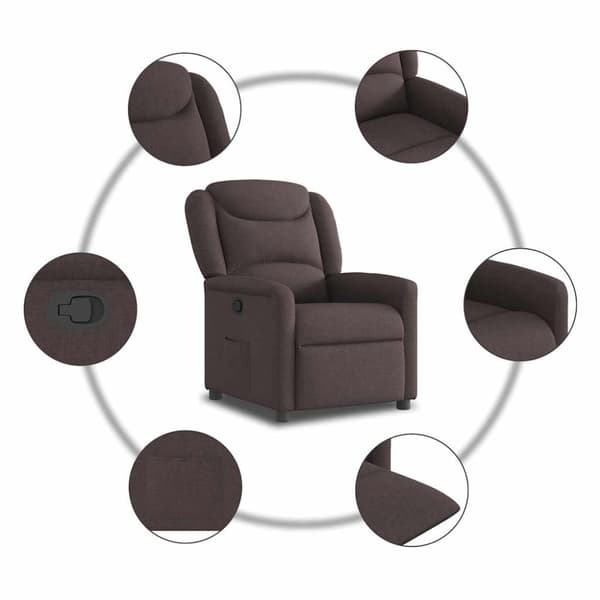 Reclinerfåtölj mörkbrun tyg
