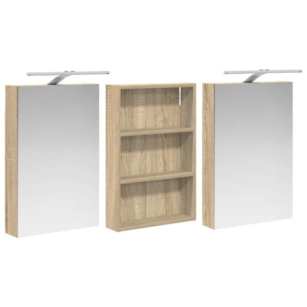 Badrumsskåpsset 3 st 120 x 10,5 x 60,5 cm Konstruerat trä