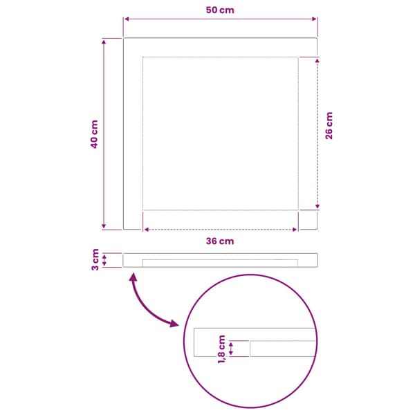 Rektangulärt Bordsskiva 90 x 50 x 3,5 cm Rektangulär Vit
