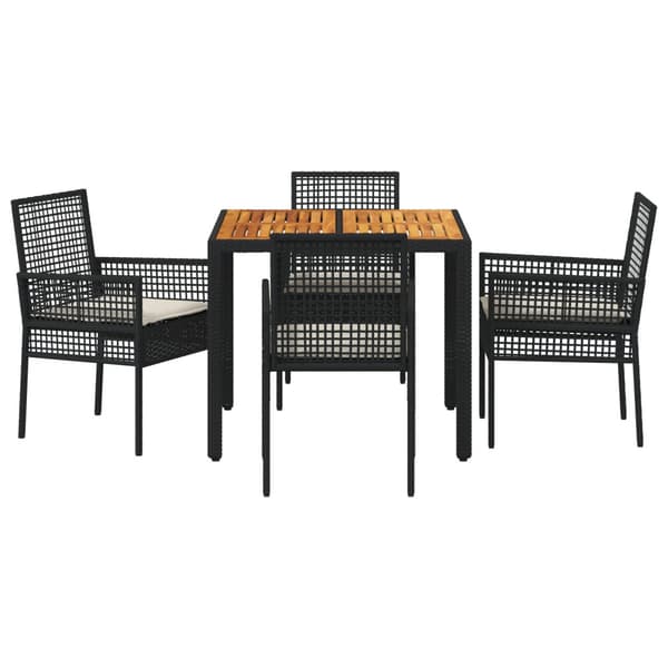 Trädgårdsmöbelset 5 pcs Svart konstrotting
