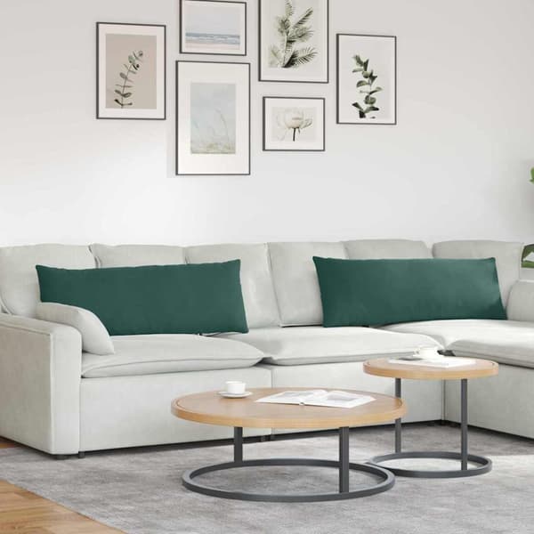 Sofakuddar 2 pcs Mörkgrön 120 x 40 cm Kordread tyg
