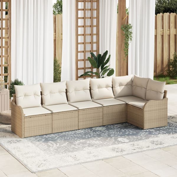 Trädgårdsoffset 6 st Beige konstrotting