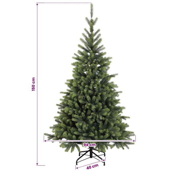 Konstgjord julgran med julkulor 150 cm 150 LED-lampor Varmvit