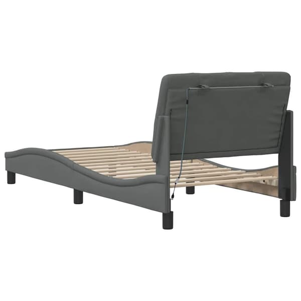 Bed Frame with LED without Mattress Dark Grey 80x200 cm Fabric