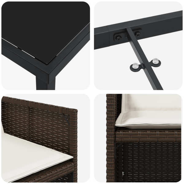 Trädgårdsmöbelset 5 pcs Brun konstrotting