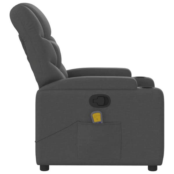 Massagefåtölj mörkgrå tyg