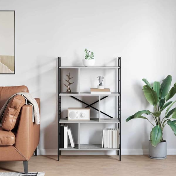 Hyllsystem Grå Sonoma 75 x 30 x 123,5 cm Konstruerat trä