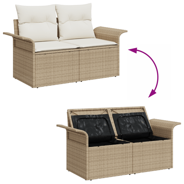 Trädgårdsoffset 4 st Beige konstrotting