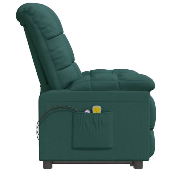 Massagefåtölj mörkgrön tyg
