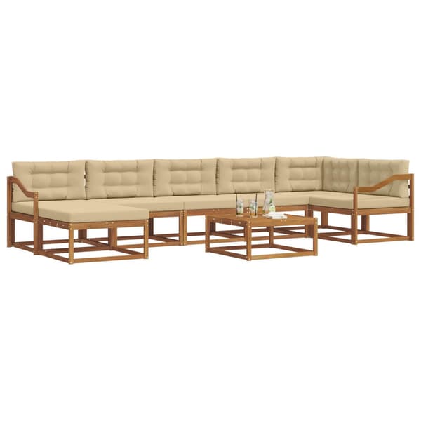 Utomhussoffset med kudde 8 pcs Naturlig och Beige