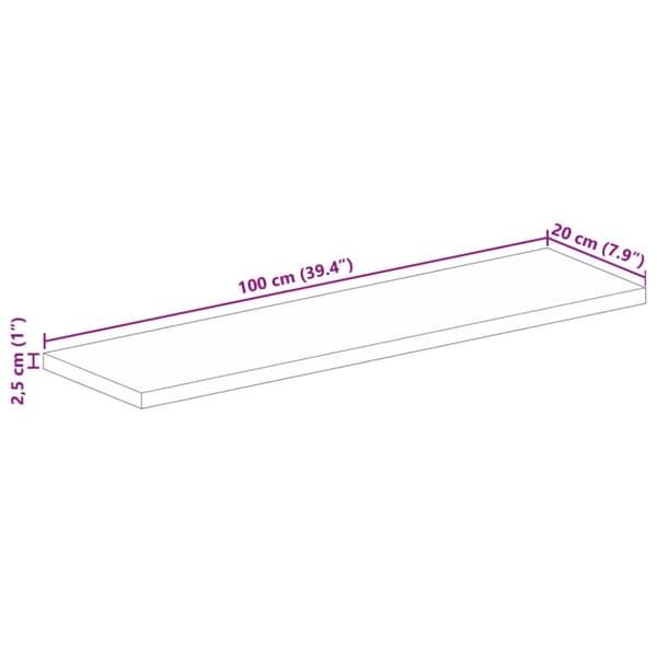 Bordsskiva 100x20x2,5 cm rektangulär massivt mango-trä