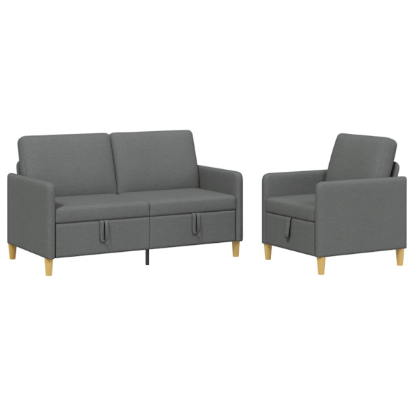 Soffgrupp med förvaring 2 pcs Mörkgrå Polyester