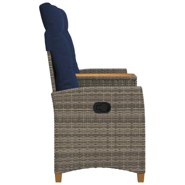 Reclining Bench with Table Grå och Marinblå 126 x 65 x 112 cm