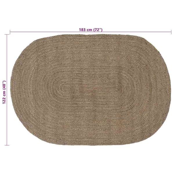 Områdesmattor Oval Grå 122 x 183 cm Jute