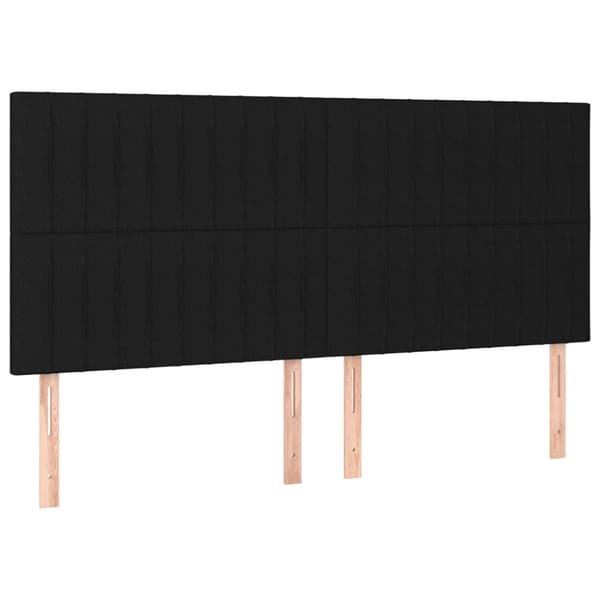 Ramsäng med madrass & LED svart 160x200 cm tyg