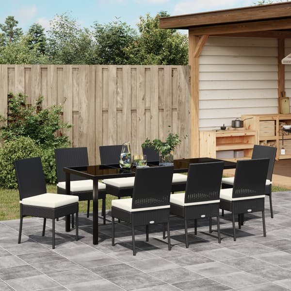 Trädgårdsmöbelset 9 pcs Svart Pulverlackerat stål