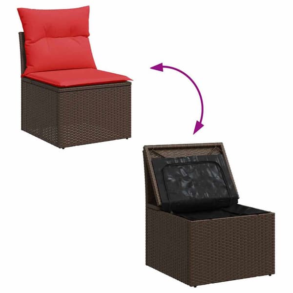 Trädgårdsoffset med kudde med lagring 4 pcs Poly rattan