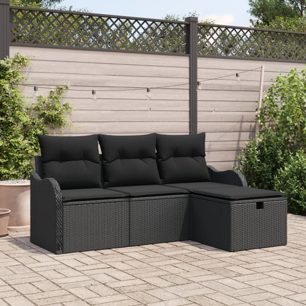 Trädgårdsoffset 4 st Poly rattan