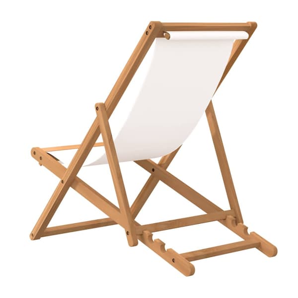 Strandstol teakträ 56x105x96 cm gräddvit