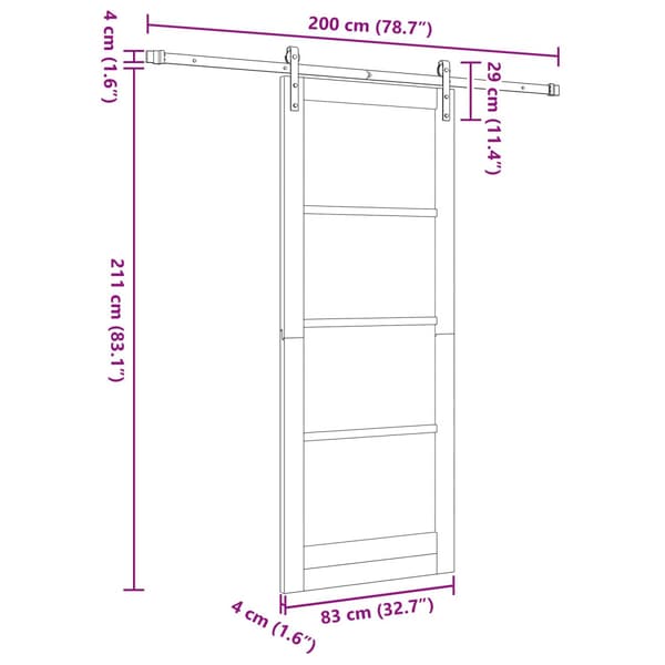 Skjutdörr 83 x 211 cm Konstruerat trä Vit