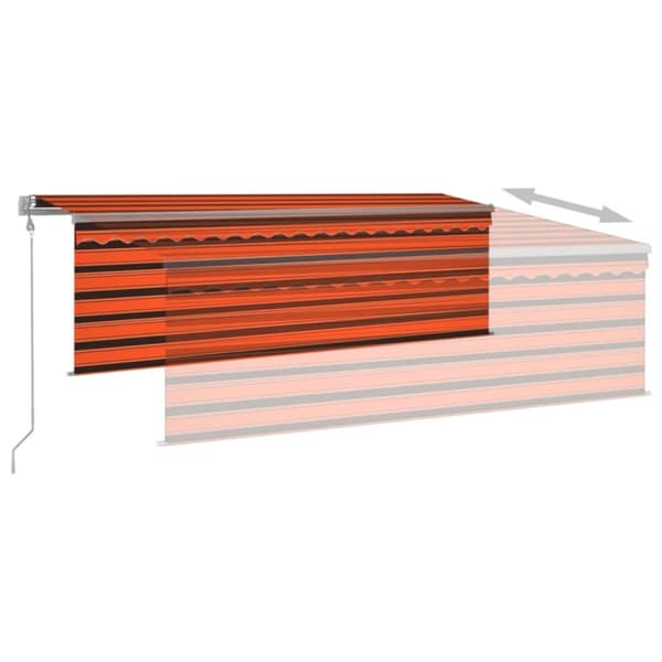 Automatisk markis m. vindsensor rullgardin LED 4x3m orange/brun