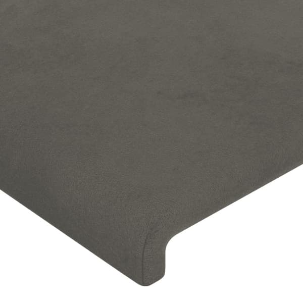 Sänggavel LED mörkgrå 180x5x118/128 cm sammet