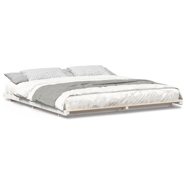 Sängram Vit 200 x 210 cm Massiv furu
