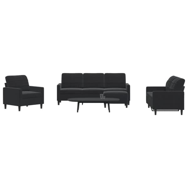 Soffgrupp med dynor 4 delar svart sammet