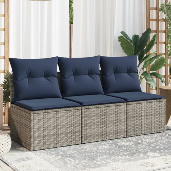 Trädgårdsoffa med kudde Grå 165 x 62 x 69 cm Poly rattan