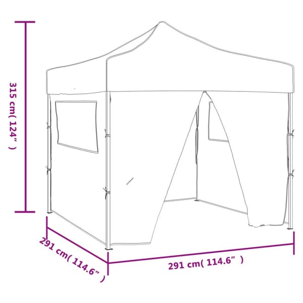 Hopfällbart tält med 4 väggar 3 x 3 m gräddvit