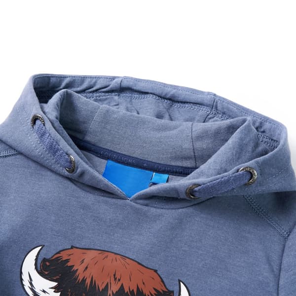 Barnhoodie blå melange 104