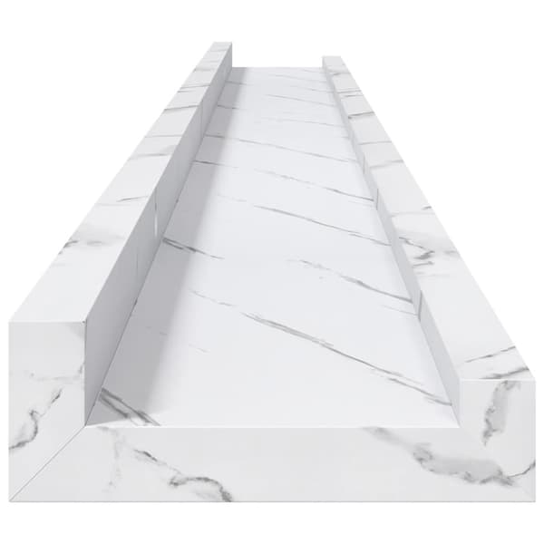 Vägg hylla Väggmonterat 2 pcs Vit marmor 100 x 9 x 3 cm