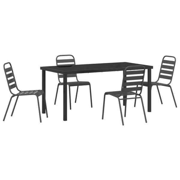 Trädgårdsmöbelset 5 pcs Antracit Pulverlackerat stål