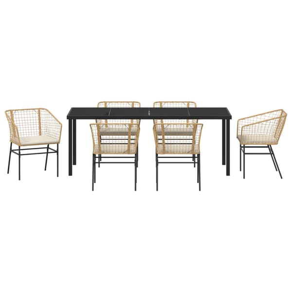 Trädgårdsmöbelset 7 pcs Brun konstrotting