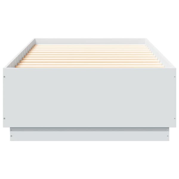 Sängram med LEDs vit 100x200 cm konstruerad trä