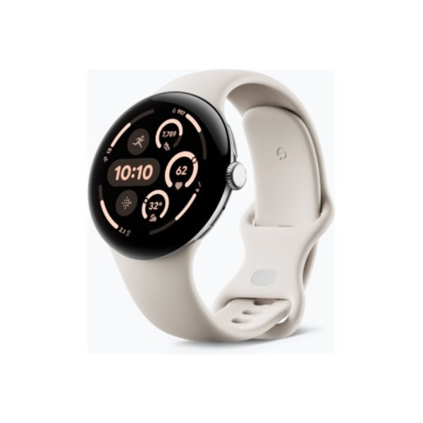 Google Pixel Watch 3 - polerat silver aluminium - smart klocka med aktivt band - porslin - 32 GB