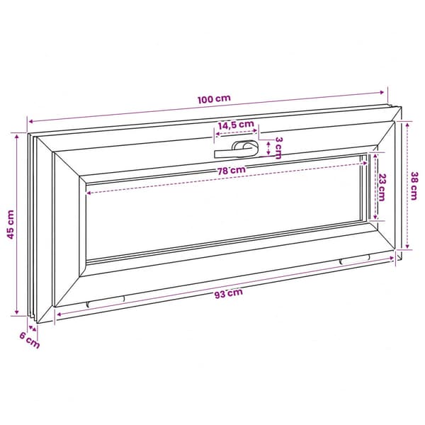 Tilt källarfönster RISOR 100 x 45 cm PVC och klart glas