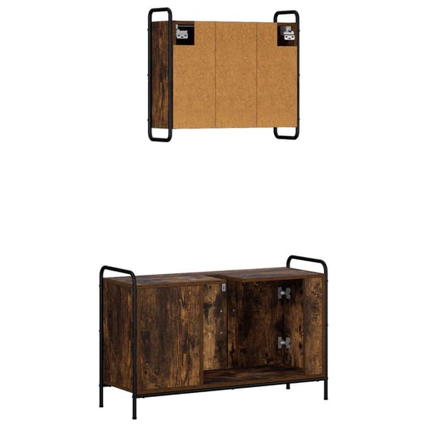 Badrumsskåpsset 2 st Rökt ek 65,5 x 34 x 61 cm Konstruerat trä