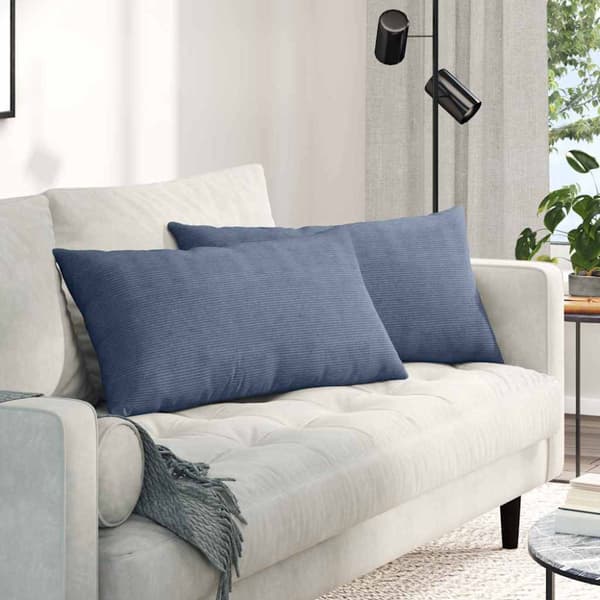Sofakuddar 2 pcs Blå 80 x 40 cm Kordread tyg