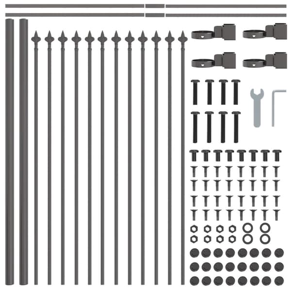 Trädgårdsstängsel 6 pcs Grå 10,2 x 0,6 m Pulverlackerad stål
