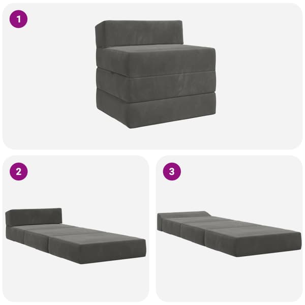 Fällbar Soffbed Mörkgrå 200 x 70 x 15 cm Sammet