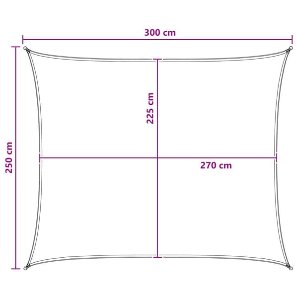 Solsätt segel 2,5 x 3 m HDPE Rektangulär Ljusgrå och vit.