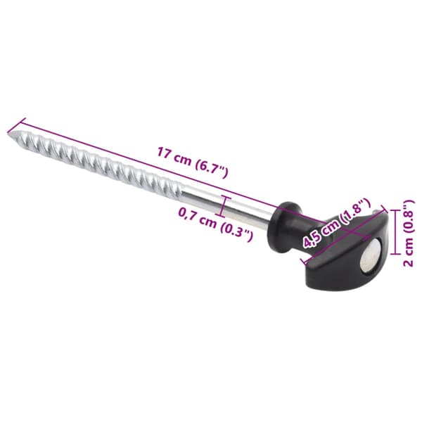 Tältpinnar 12 st 17 cm Ø7 mm galvaniserat stål