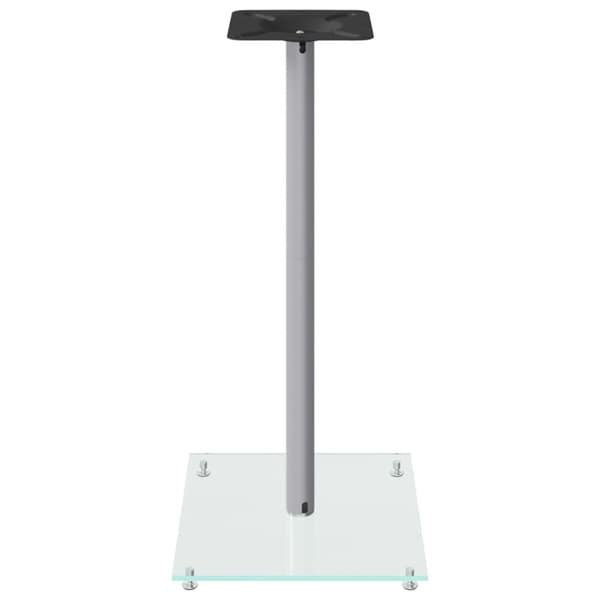 Högtalarstativ 2 st härdat glas 1-pelardesign silver